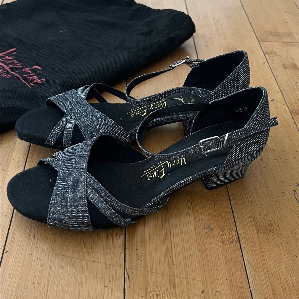 Very Fine Classic Series Flat Heel Edition: 6030FT Black Glitter Satin 6